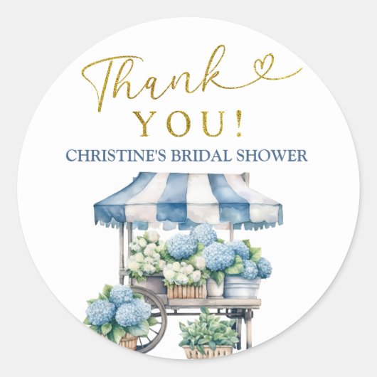 Blue Hydrangea Vrijgezellenfeest Dank u Sticker (Voorkant)