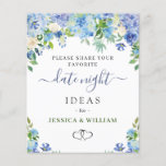 Blue Hydrangea Vrijgezellenfeest Date Night Idea K<br><div class="desc">Blue Hydrangea Vrijgezellenfeest Date Night Idea Kaart. Voor verdere aanpassing,  te klikken gelieve de "pas verder"verbinding aan. Als je hulp nodig hebt,  neem dan contact met me op.</div>