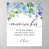 Blue Hydrangea Vrijgezellenfeest Mimosa Bar Poster (Voorkant)