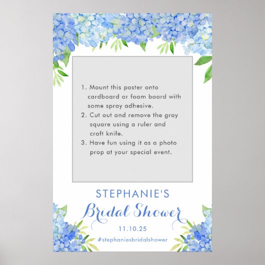 Blue Hydrangea Vrijgezellenfeest Photo Prop Poster (Voorkant)