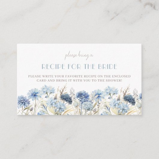 Blue Hydrangea Vrijgezellenfeest Recept Aanvraag Informatiekaartje (Voorkant)