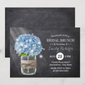 Blue Hydrangea Vrijgezellenfeest Rustic Chalkboard Kaart (Voorkant / Achterkant)