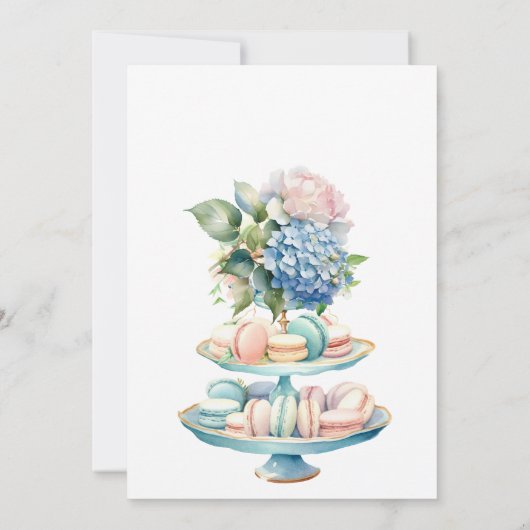Blue Hydrangea Vrijgezellenfeest Tea Party Kaart (Achterkant)