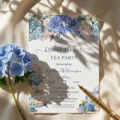 Blue Hydrangea Vrijgezellenfeest Tea Party Kaart