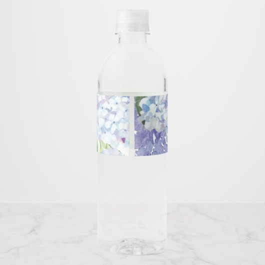 Blue Hydrangea Water Bottle Label Waterfles Etiket (Achterkant)