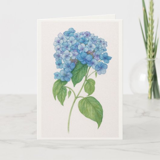 Blue Hydrangea Watercolor Botanical Card | Elegant Kaart (Voorkant)