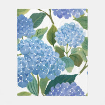 Blue Hydrangea Watercolor Floral Coastal