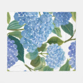 Blue Hydrangea Watercolor Floral Coastal Fleece Deken (Voorkant (Horizontaal))