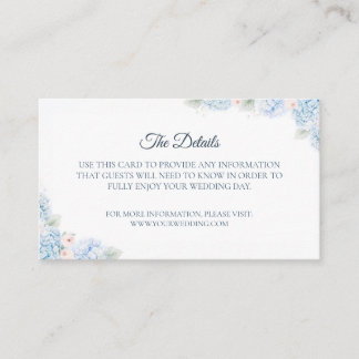 Blue Hydrangea Watercolor Floral Enclosure Card Informatiekaartje