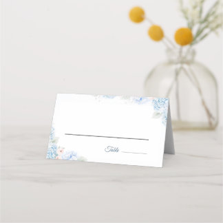Blue Hydrangea Watercolor Floral Place Card Plaatskaartje