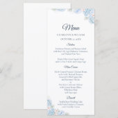 Blue Hydrangea Watercolor Floral Wedding Menu (Voorkant / Achterkant)