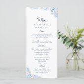 Blue Hydrangea Watercolor Floral Wedding Menu (Staand voorkant)
