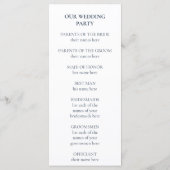 Blue Hydrangea Watercolor Floral Wedding Program Programmakaart (Achterkant)