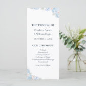 Blue Hydrangea Watercolor Floral Wedding Program Programmakaart (Staand voorkant)