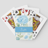 Blue Hydrangea Watercolor Name Pokerkaarten (Achterkant)