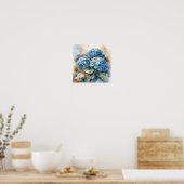 Blue Hydrangea Waterverf Art Print (Keuken)