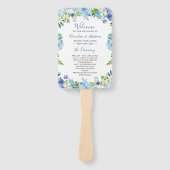 Blue Hydrangea Waterverf Bloemen Trouwprogramma Handwaaier (Voorkant)