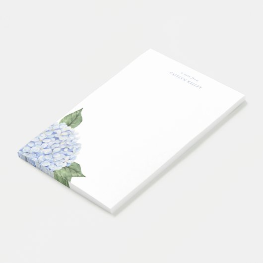 Blue Hydrangea Waterverf Bloom gepersonaliseerd Post-it® Notes (Schuin)