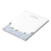 Blue Hydrangea Waterverf Border gepersonaliseerd Notitieblok (Linkerzijde)