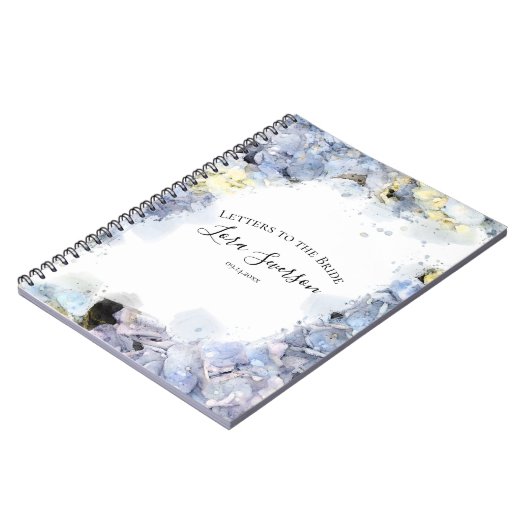 Blue Hydrangea Waterverf Brieven aan de bruid Notitieboek (Linkerzijde)