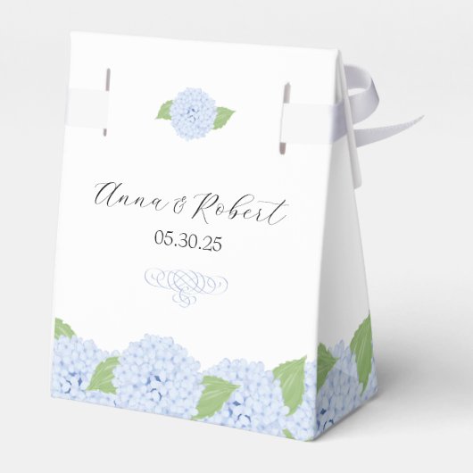 Blue Hydrangea Waterverf bruiloft Bedankdoosjes (Achterkant)