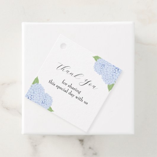 Blue Hydrangea Waterverf bruiloft Bedankjes Labels (In situ)
