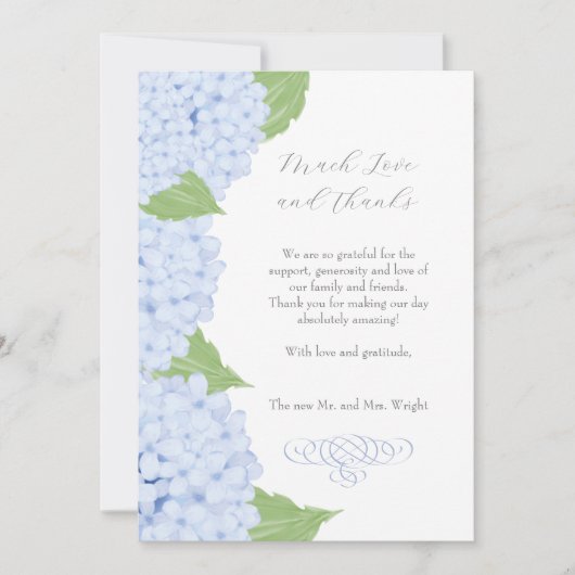 Blue Hydrangea Waterverf bruiloft Bedankkaart (Voorkant)