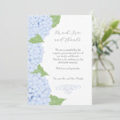 Blue Hydrangea Waterverf bruiloft Bedankkaart (Staand voorkant)