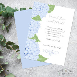 Blue Hydrangea Waterverf bruiloft Bedankkaart
