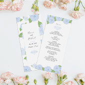 Blue Hydrangea Waterverf Bruiloft Menu