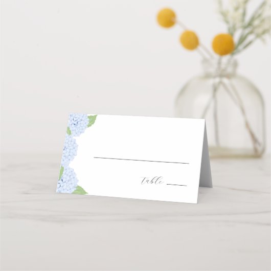 Blue Hydrangea Waterverf bruiloft Plaatskaartje (Voorkant)