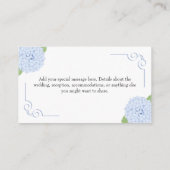 Blue Hydrangea Waterverf Bruiloft QR & MSG Informatiekaartje (Achterkant)