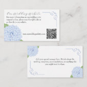 Blue Hydrangea Waterverf Bruiloft QR & MSG Informatiekaartje (Voorkant / Achterkant)