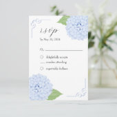Blue Hydrangea Waterverf Bruiloft Reactie Kaart (Staand voorkant)
