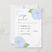 Blue Hydrangea Waterverf Bruiloft RSVP Kaart (Voorkant)