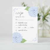 Blue Hydrangea Waterverf Bruiloft RSVP Kaart (Staand voorkant)