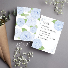 Blue Hydrangea Waterverf Bruiloft RSVP Kaart