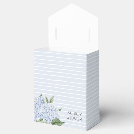 Blue Hydrangea Waterverf Crest and Flowers Custom Bedankdoosjes (Geopend)