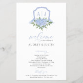 Blue Hydrangea Waterverf Crest Papier Programma Flyer (Voorkant)