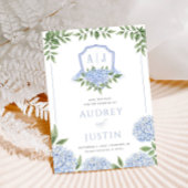 Blue Hydrangea Waterverf Crest Sla de datum op Kaart