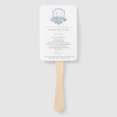 Blue Hydrangea Waterverf Crest Trouwprogramma Handwaaier (Voorkant)