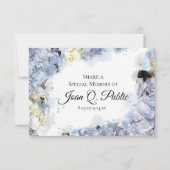 Blue Hydrangea Waterverf Deel een Geheugenbegrafen Notitiekaartje (Voorkant)