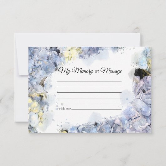 Blue Hydrangea Waterverf Deel een Geheugenbegrafen Notitiekaartje (Achterkant)