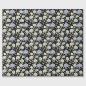 Blue Hydrangea Waterverf: Donker naadloos patroon Cadeaupapier (Vlak)
