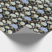 Blue Hydrangea Waterverf: Donker naadloos patroon Cadeaupapier (Hoek)
