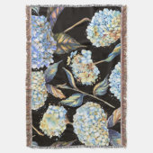 Blue Hydrangea Waterverf: Donker naadloos patroon Deken (Voorkant Verticaal)