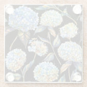 Blue Hydrangea Waterverf: Donker naadloos patroon Glazen Onderzetter (Achterkant)
