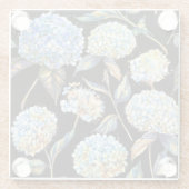 Blue Hydrangea Waterverf: Donker naadloos patroon Glazen Onderzetter (Achterkant)