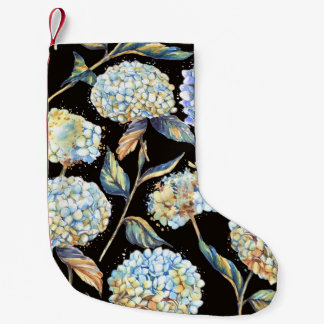 Blue Hydrangea Waterverf: Donker naadloos patroon Kleine Kerstsok