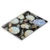 Blue Hydrangea Waterverf: Donker naadloos patroon Notitieboek (Linkerzijde)